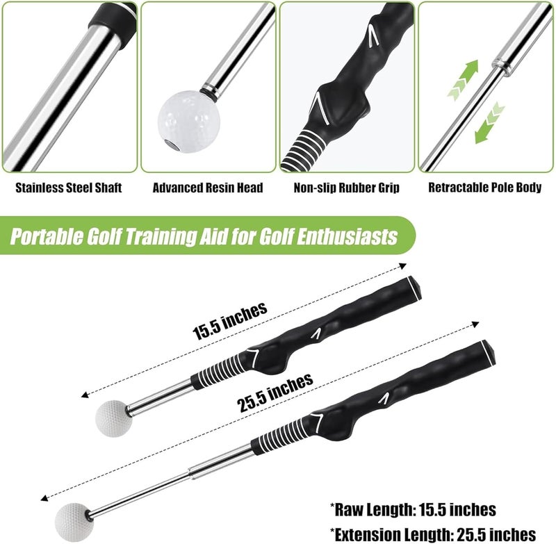 MHKLCD Retractable Golf Swing Training Aid, Golf Grip Trainer and Right-Handed Golf Training Aid for Chipping Hitting, Portable Grip Trainer with Click Feedback - Image 5